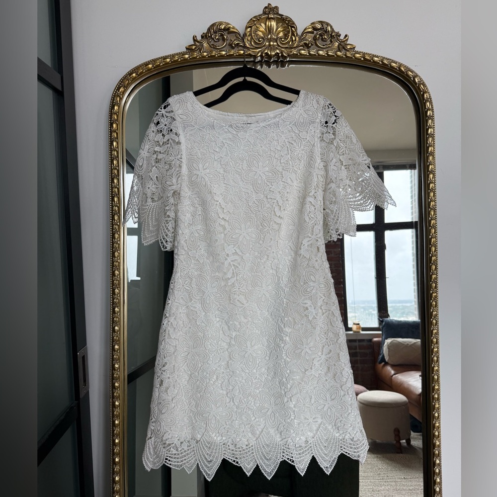 Anthropologie Ivory Floral Lace Dress